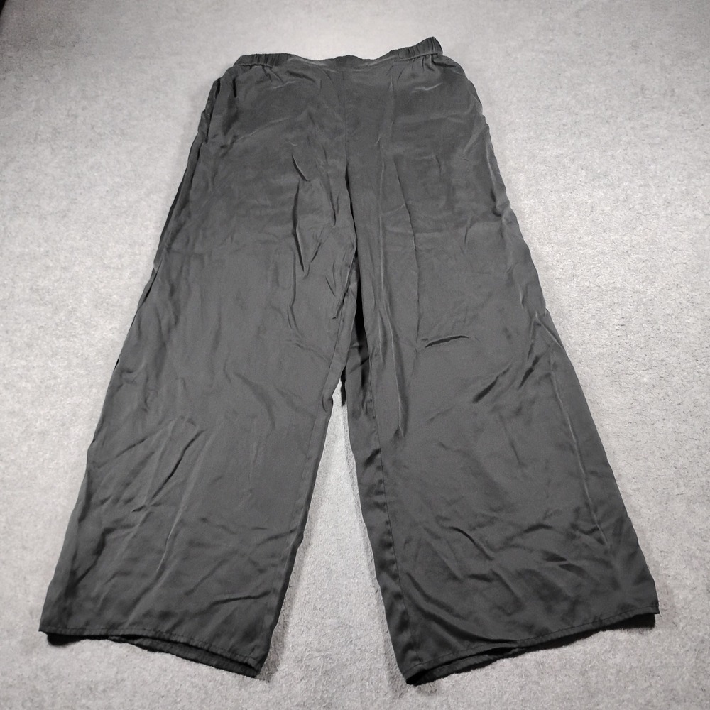 Quince Washable Silk Pajama Pants Black Wide Leg Relaxed Loungewear Small